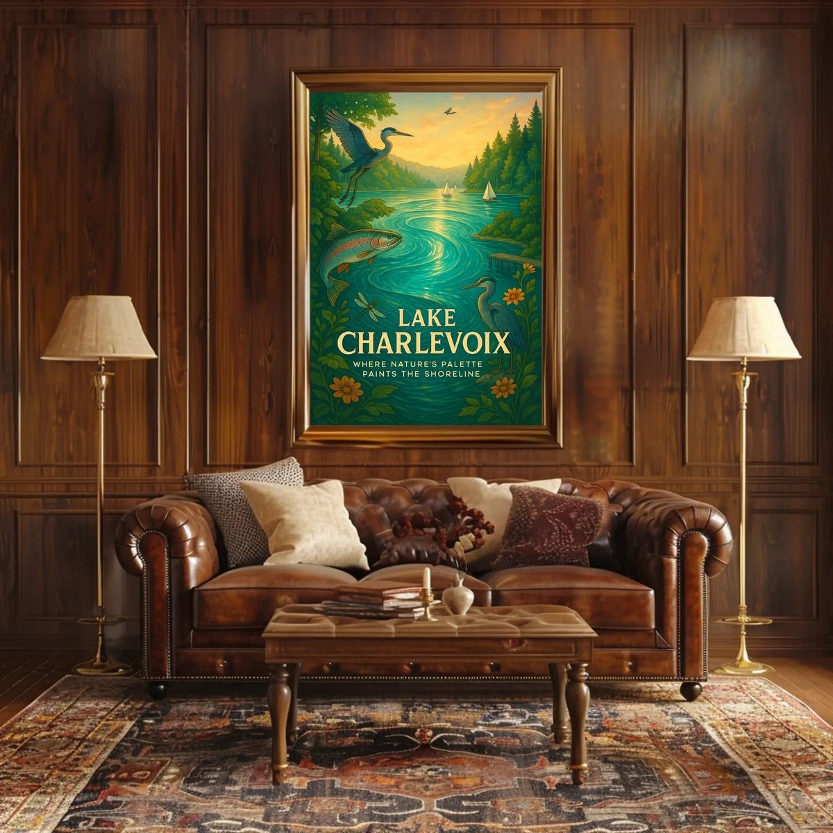 Lake Charlevoix Sunset Serenity Travel Poster