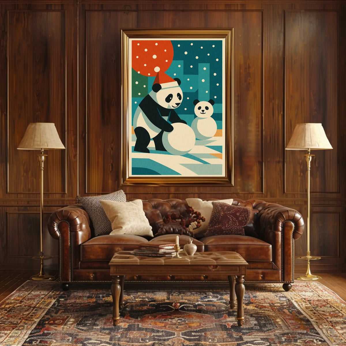 Festive Pandas in Winter Wonderland Poster