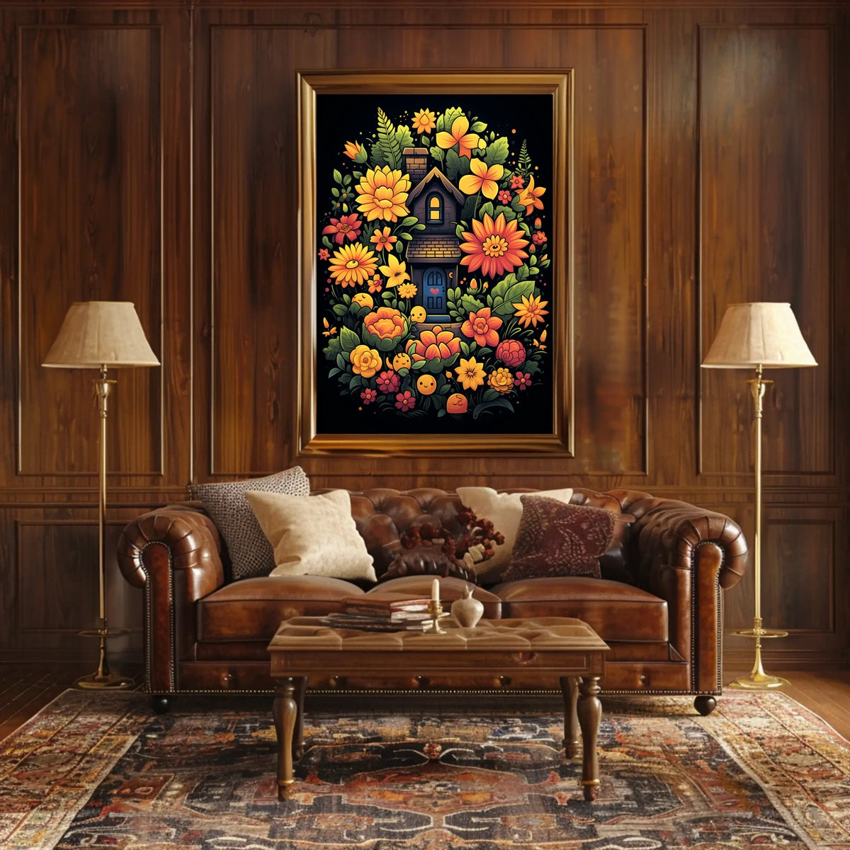 Whimsical Floral Cottage Poster