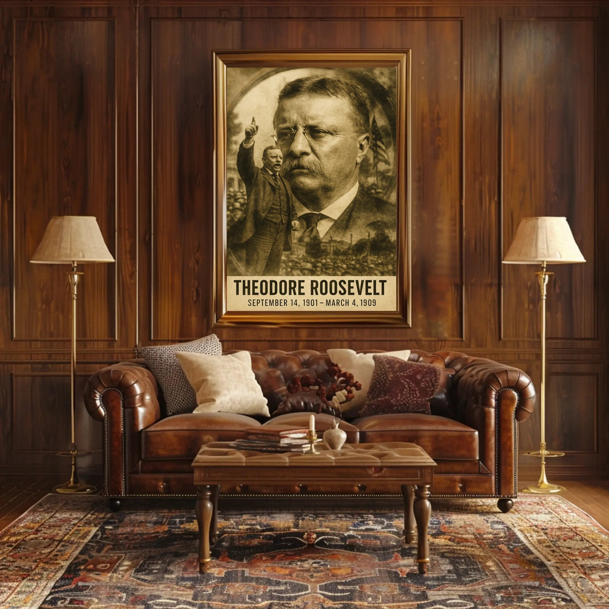 Theodore Roosevelt 26th President of the United States Double Exposure Poster
