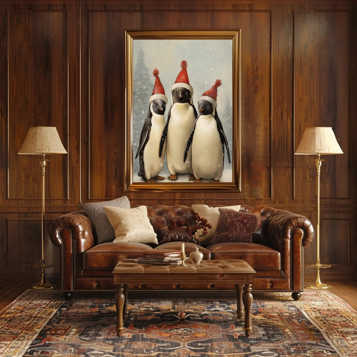 Festive Penguins Trio Poster