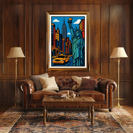 New York City Poster Modern Vibrant Urban Scene Wall Art