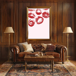 Romantic Red Kiss Marks Abstract or Artistic Poster PosterGoat