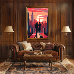 Sunset Silhouettes In The City Poster