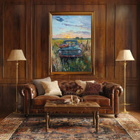 Vintage Pickup Truck Abstract Art On Canvas Fine Poster