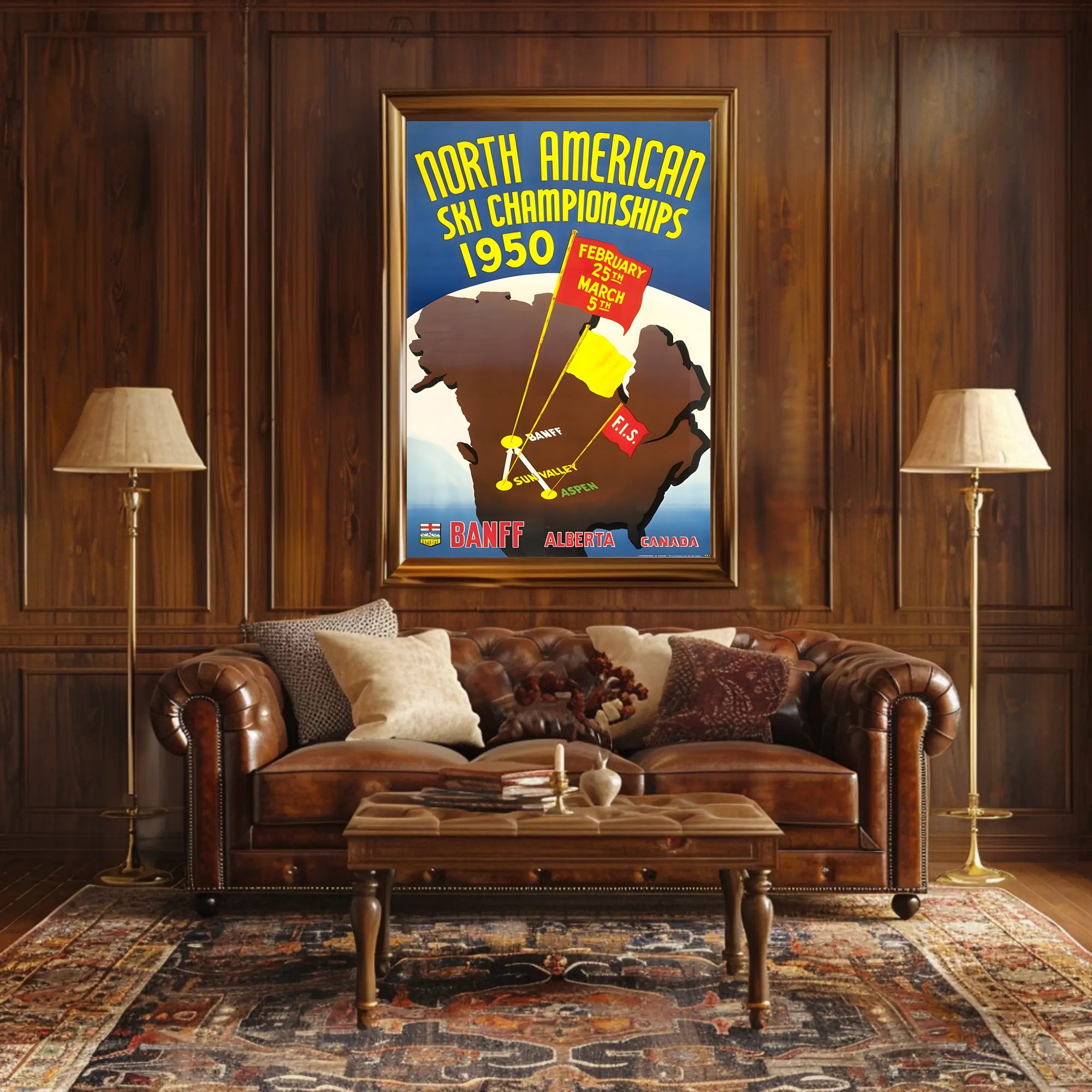 Vintage North American Ski Championships 1950 Sports Poster PosterGoat