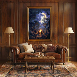 Mystical Moonlit Forest Gathering Fantasy or Mythology Poster PosterGoat