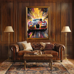 Fiery Sports Car Speed Chase Poster