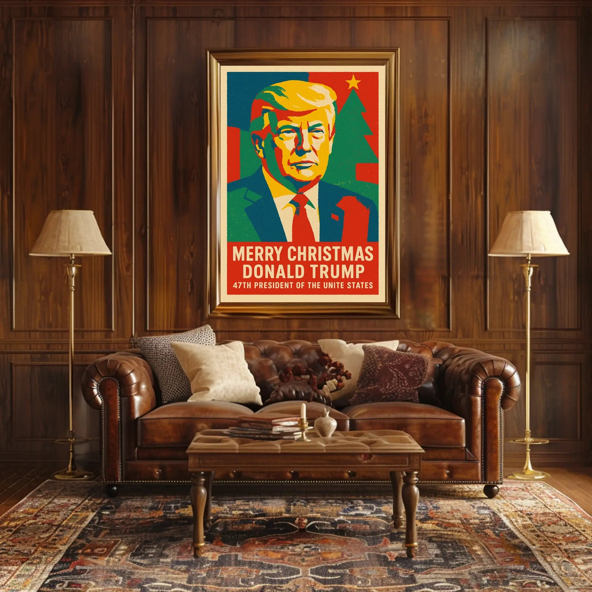 Trump Christmas Spirit Illustration Celebrating Presidential Legacy Poster