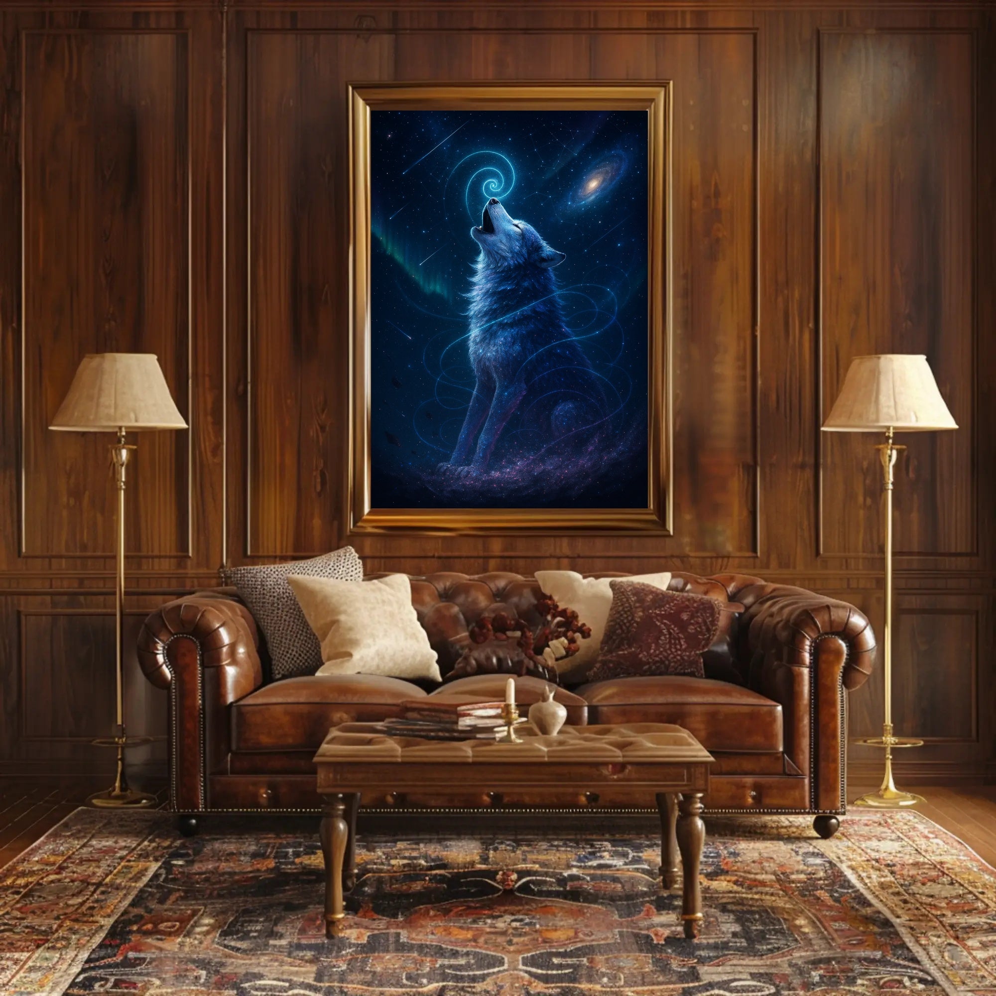 Majestic Cosmic Wolf Howling Space or Astronomy Poster