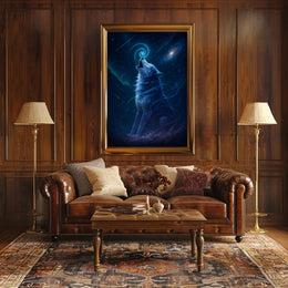 Majestic Cosmic Wolf Howling Space or Astronomy Poster
