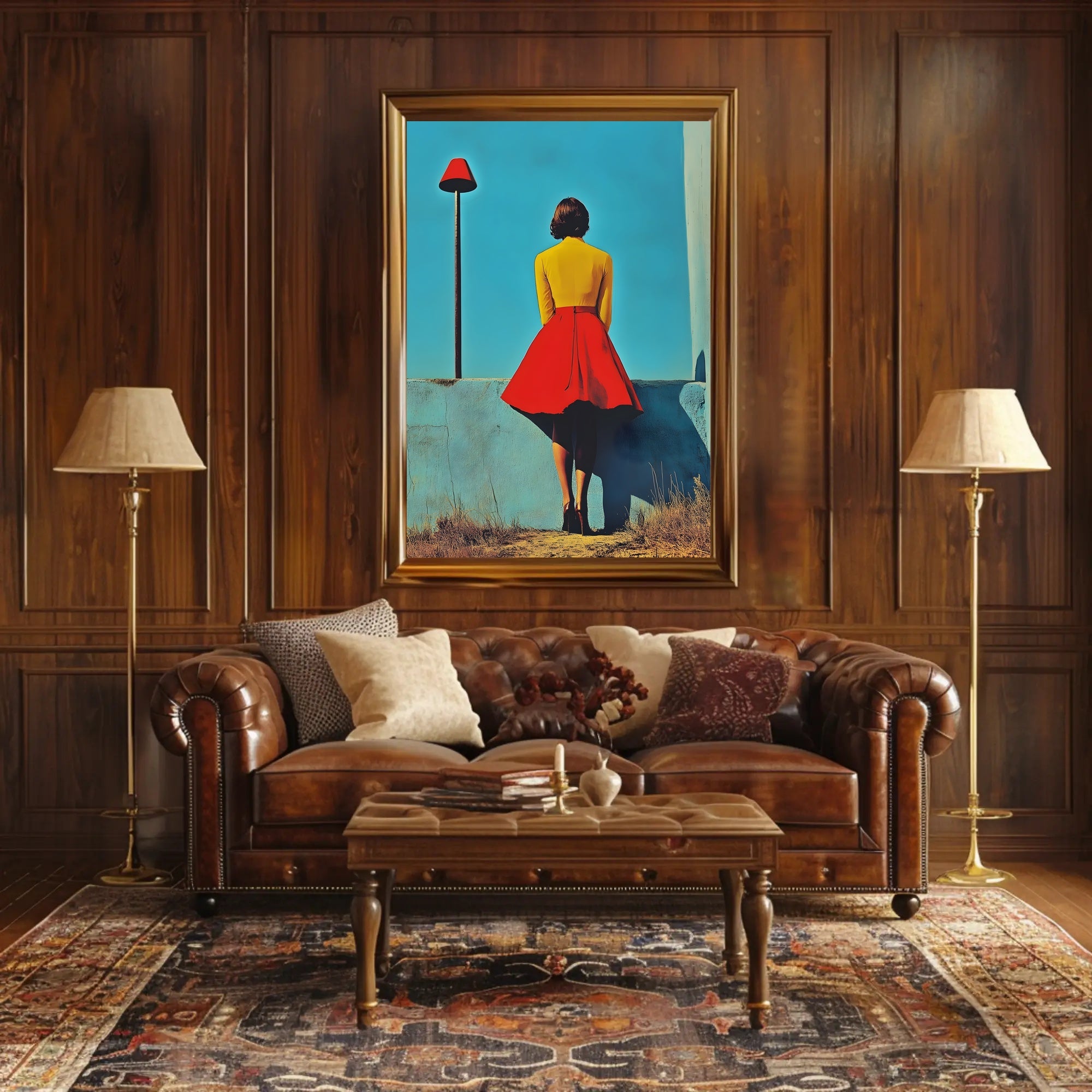 Red Lamp Poster Retro Wall Art Print Home Decor