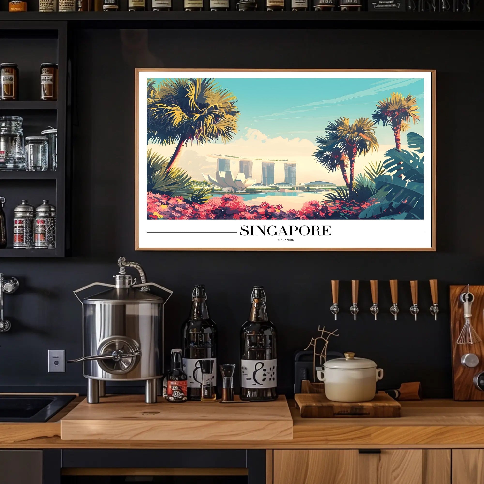 Singapore Cityscape with Marina Bay Sands Travel Poster