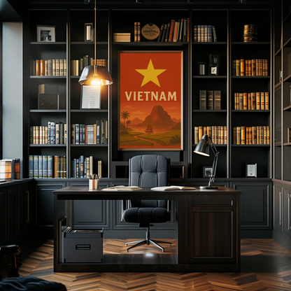 Vietnamese Serenity Travel Art: Vintage Exploration Travel Poster
