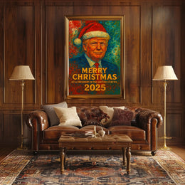 Festive Van Gogh-Inspired Merry Christmas Artistic Poster