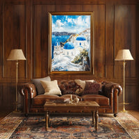 Greece Santorini White Buildings and Blue Domes Poster