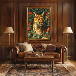Majestic Cougar in Bloom Wall Art Print