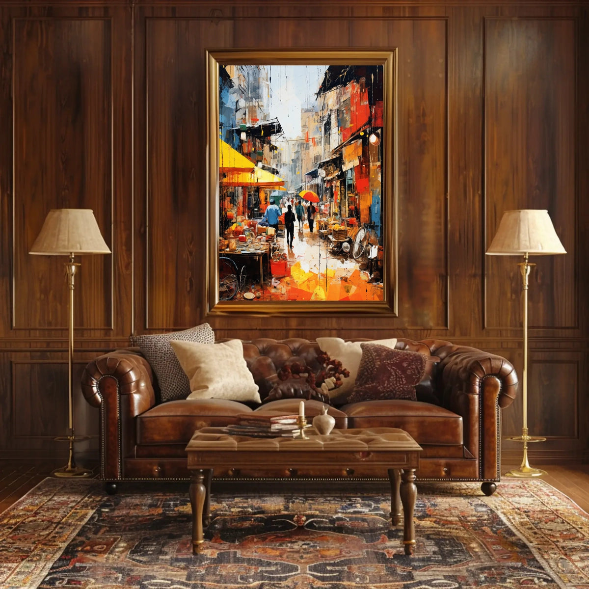 Vibrant Modern Asian Street Market Scene - Cultural Poster