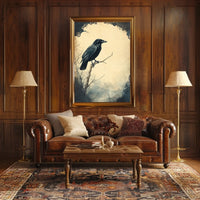 Mysterious Raven Illustrated Artistic Animal Poster