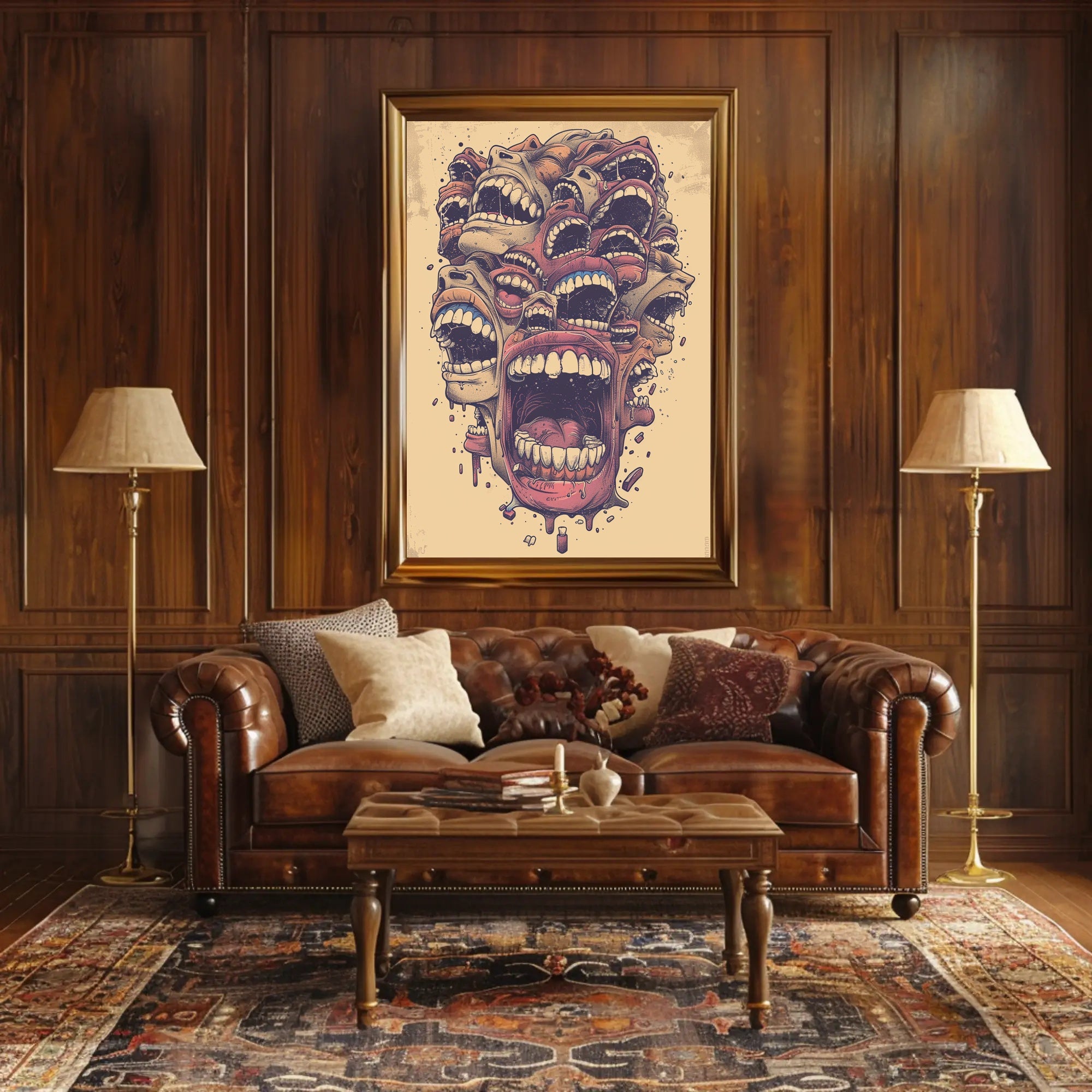 Surreal Abstract Mouths Vintage Art Poster Print PosterGoat