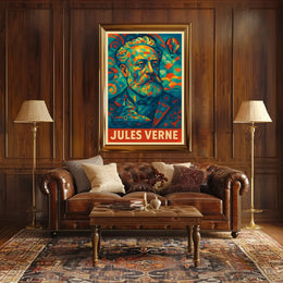 Jules Verne Mosaic Portrait Art Poster - Pop Culture Poster