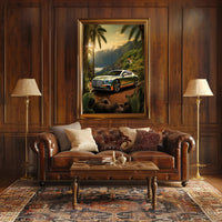 Luxury Car in Tropical Paradise Poster PosterGoat