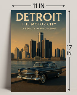 Detroit The Motor City Vintage Poster PosterGoat