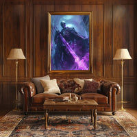 Skeletal Reaper Wields Glowing Sword in Fantasy Mythology Poster PosterGoat