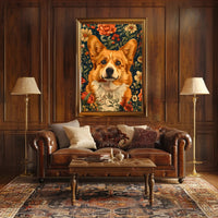 Floral Corgi Delight Wall Art Print