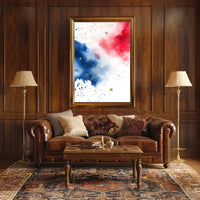 splash design in red white and blue tones Poster