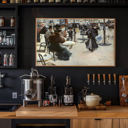 Vintage European Café Life: Impressionistic Art Poster