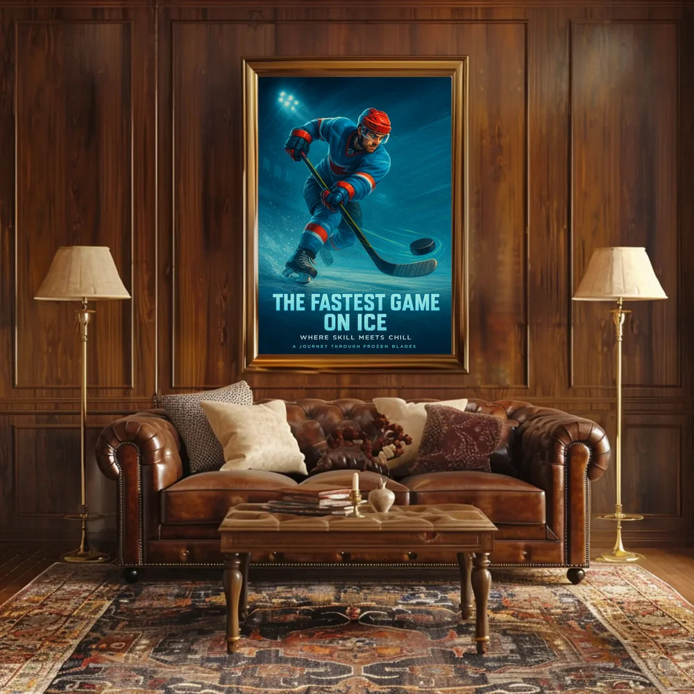 Dynamic Ice Hockey Action Scene Sports Poster PosterGoat