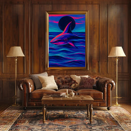 Neon Shark At Dusk Poster