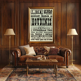 Houdini and Vaudeville Stars Early 20th Century Cultural Poster