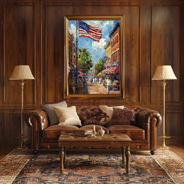 Classic American Town Square Street Scene Vintage Poster