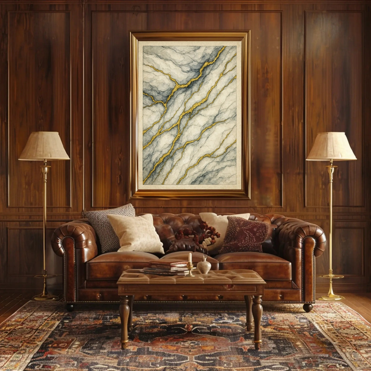 Elegant Marbled Kintsugi Design: Abstract or Artistic Poster