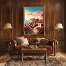 Acropolis Sunset Scenic View Travel Poster