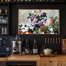 Vintage Floral Still Life Painting with Peonies - Artistic Poster