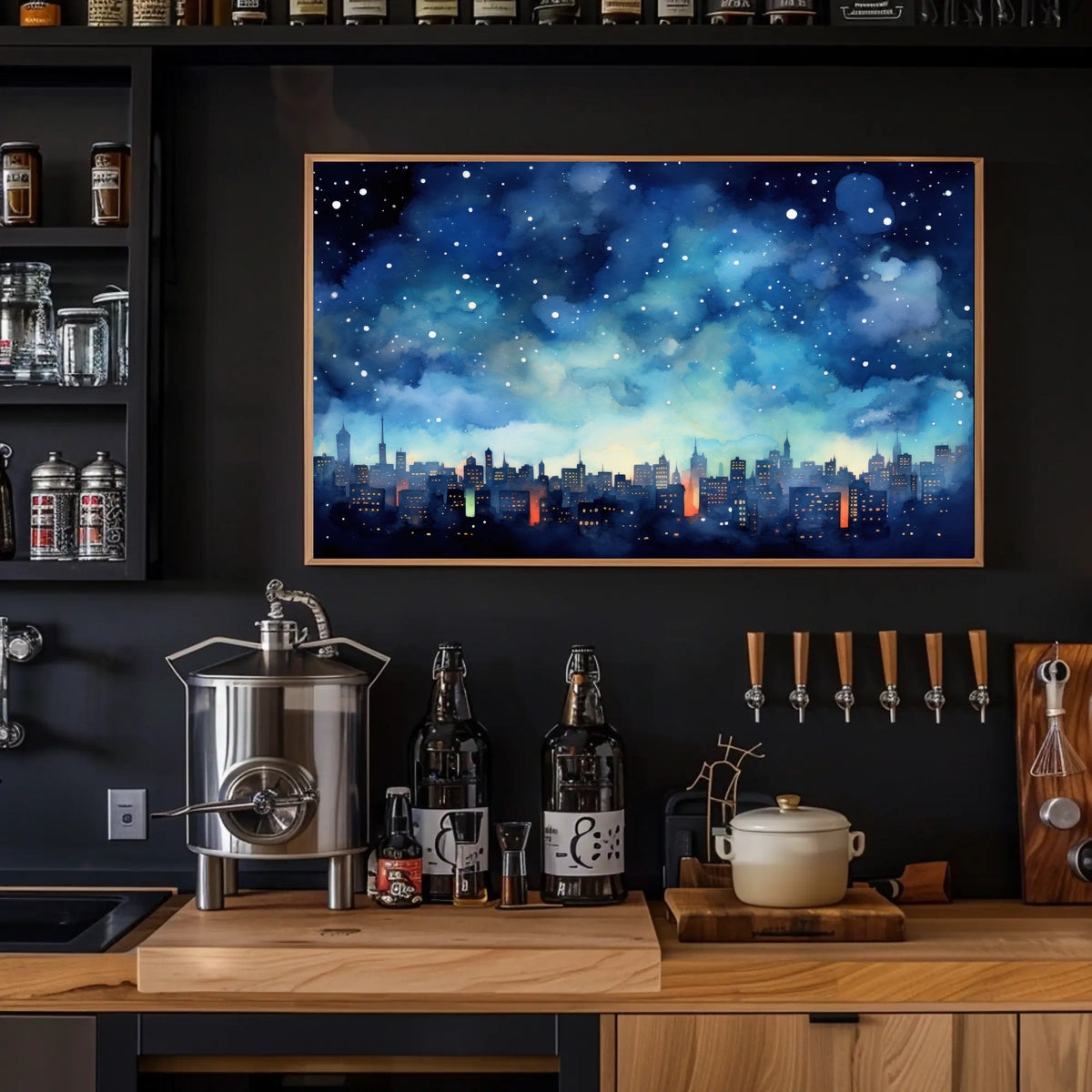 Starry Night Over the City Poster