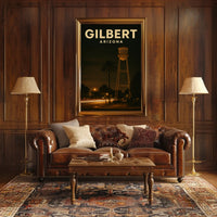 Gilbert Arizona Nighttime Landmark Realism Timeless Poster
