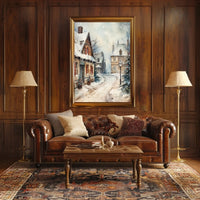 Winter Village Scene Poster