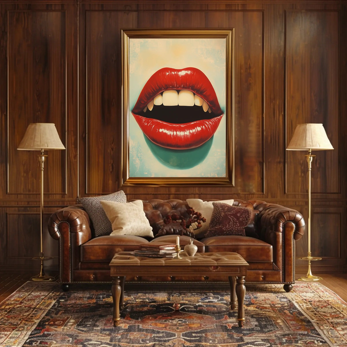 Glossy Red Lips Pop Art Glossy Lips Close-up Poster