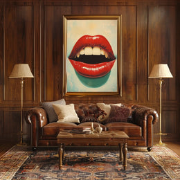 Glossy Red Lips Pop Art Glossy Lips Close-up Poster