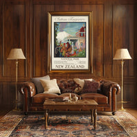 Chateau Tongariro Travel Poster Vintage New Zealand