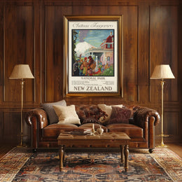 Chateau Tongariro Travel Poster Vintage New Zealand