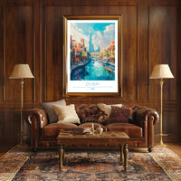 Dubai Cityscape with Burj Khalifa Travel Poster
