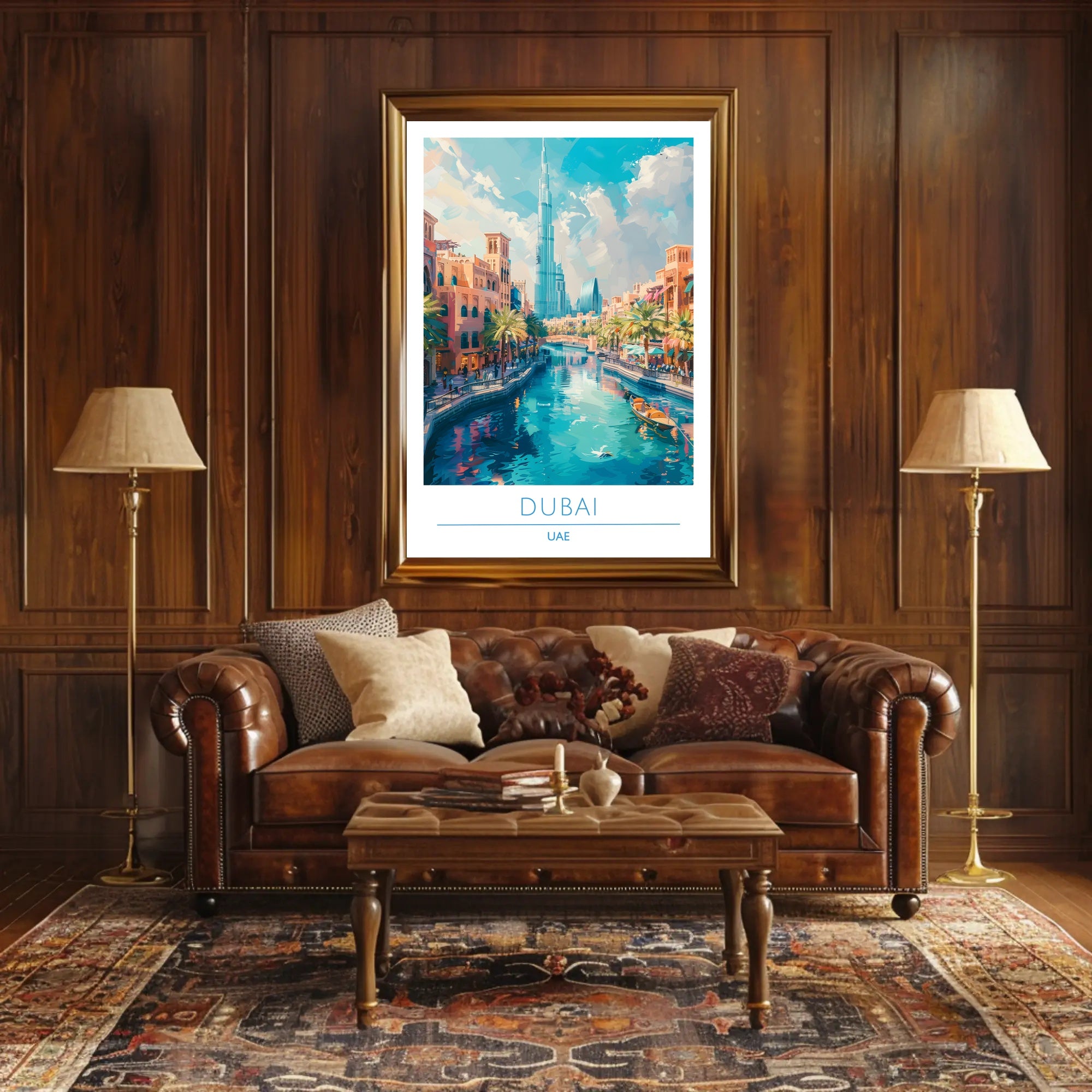Dubai Cityscape with Burj Khalifa Travel Poster