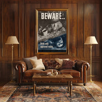 Beware Drink Only Approved Water WWII Poster PosterGoat