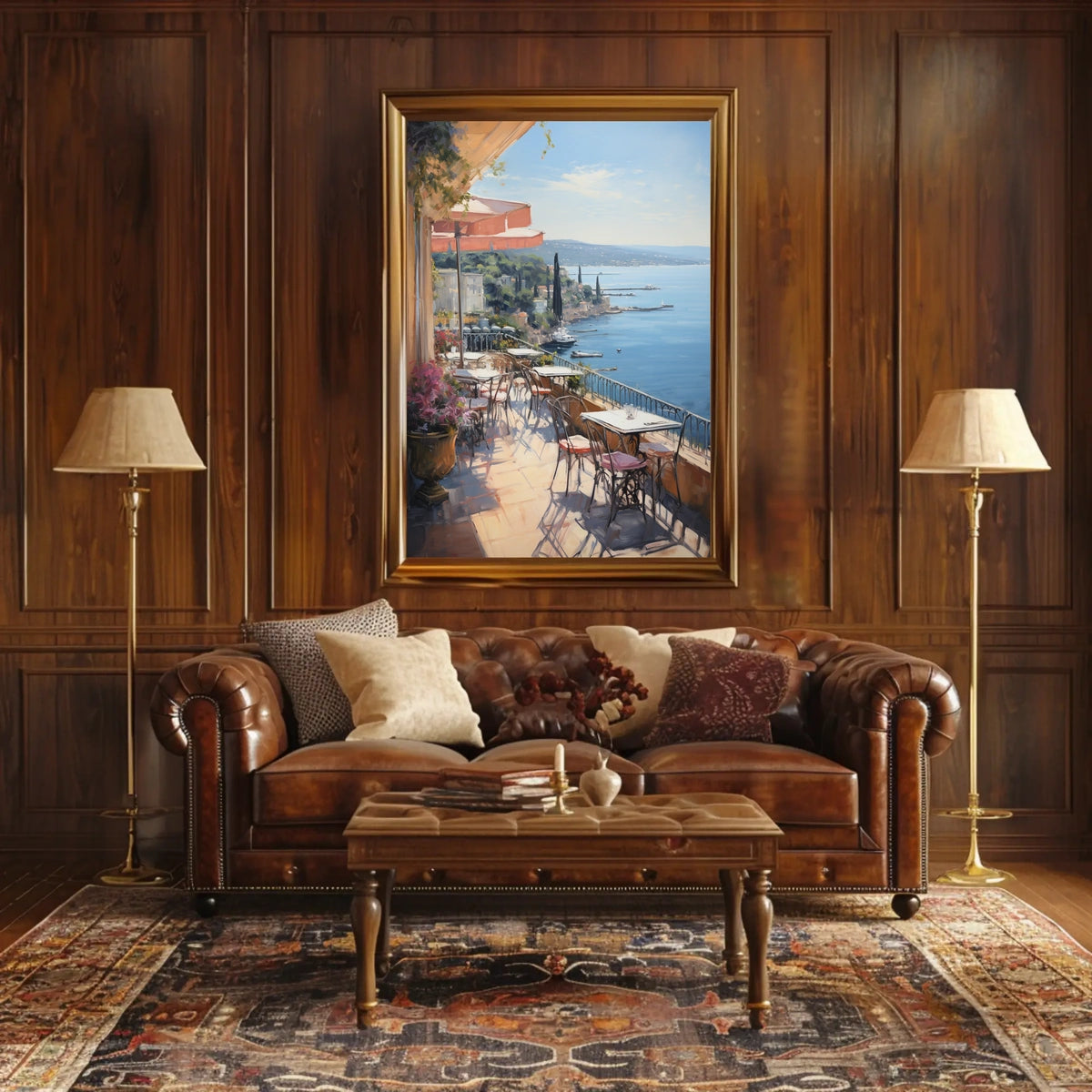Mediterranean Seaside Terrace Travel Poster