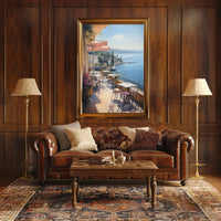 Mediterranean Seaside Terrace Travel Poster
